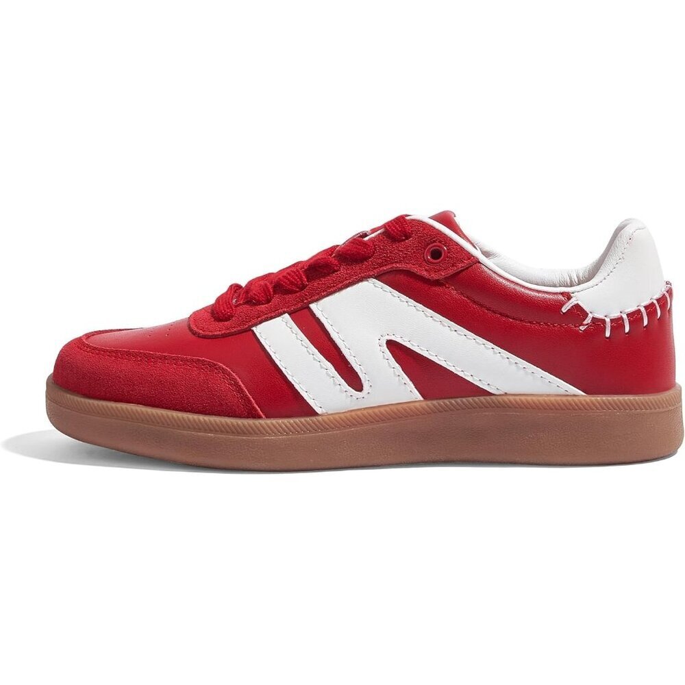 Women's Red White classic Retro Gum Sole Fashion Fabric Sneakers Shoes
